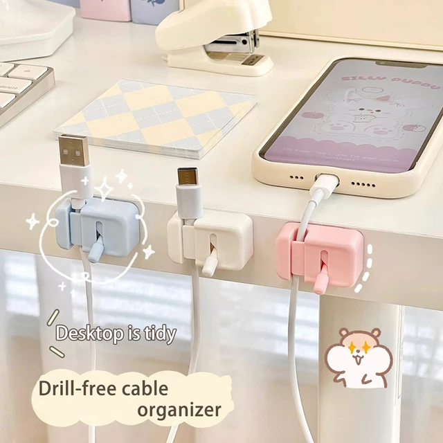 Cable Management Clip For Desk - Simple No-Drill Edge-Mounted Cord Organizer For Charging Cables And Data Wires. 1