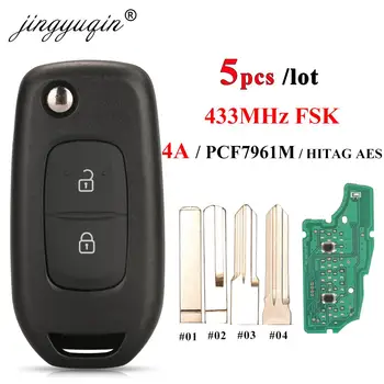 Keyforkess 5pcs Remote Key for Renault Dacia Logan 2 II 2018 2019 2020 433MHz FSK PCF7961M 4A Chip Flip 2BTN Car Key Fob Control