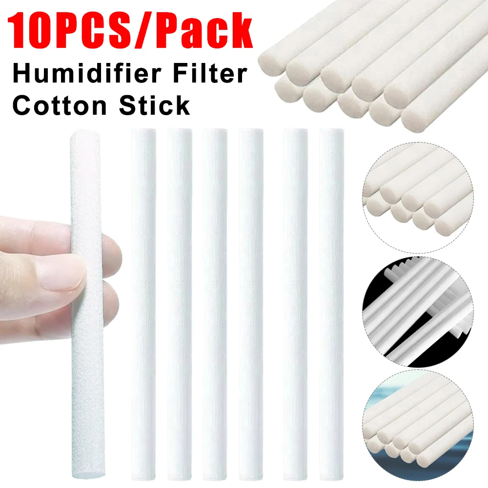 10PCS/Set Humidifier Filter Cotton Core Swab 8mmx80mm/90mm/100mm Cotton Sponge Stick Air Purify Humidifier Aroma Diffuser Filter humidifier filter cotton sponge stick