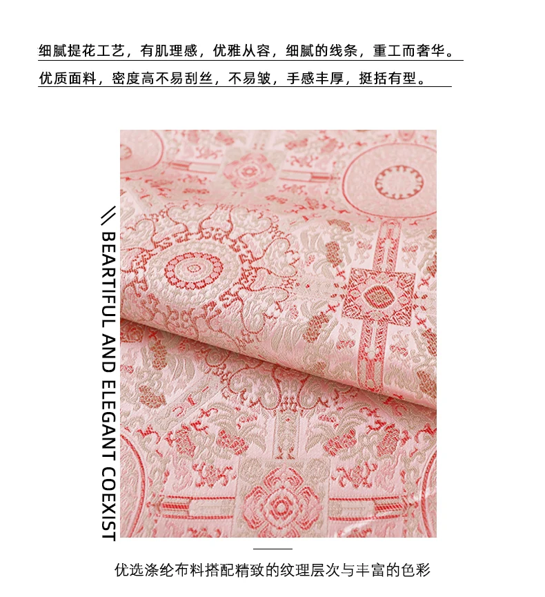 150 x 145 cm Jacquard-Stickerei, Blumenmuster, Pferdemuster, hochpräzise Brokatstoffe zum Nähen von Kleidung, handgefertigte Tasche – Detail 11