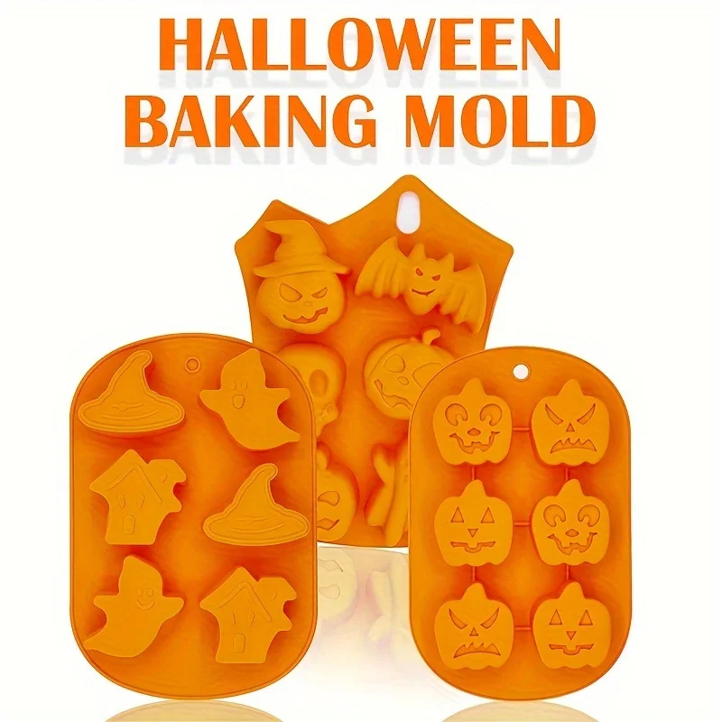 3D Silicone Halloween Cake Mold Pumpkin Ghost Shape Mould for Making Cookie Candy DIY Cake Decoration Tools Baking Accessories