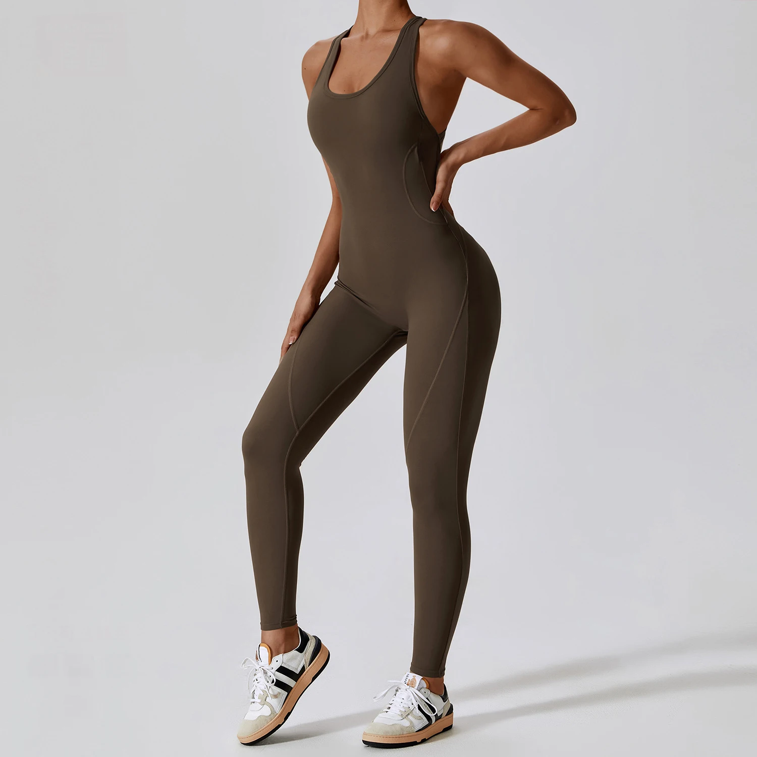 

Women One Piece Yoga Suit Tight Fitting Hollow Back Yoga Suit High Elastic Sexy Sleeveless Jumpsuit Casual Skinny Sportswear