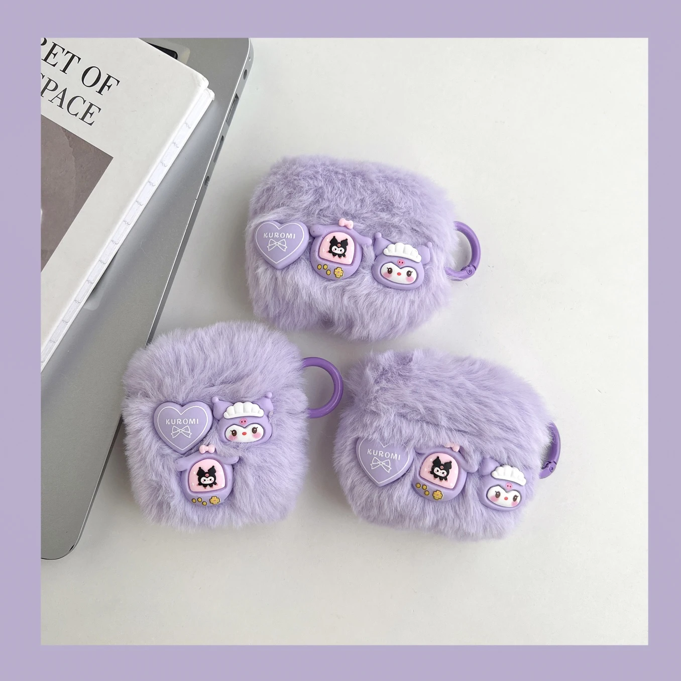 

Sanrio Kuromi Cute 3D Plush Bluetooth-compatible Earphone Set PC Hard Case Earphone Case For AirPods 1 2 Pro 3 Cover