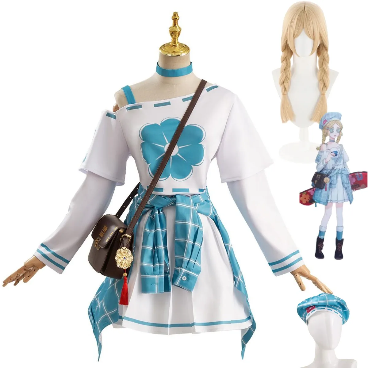 

Аниме игра Анна Лестер игрушка продавец косплей костюм парик с длинным рукавом Футболка пальто в клетку рубашка сумка женский кавайный карнавальный костюм