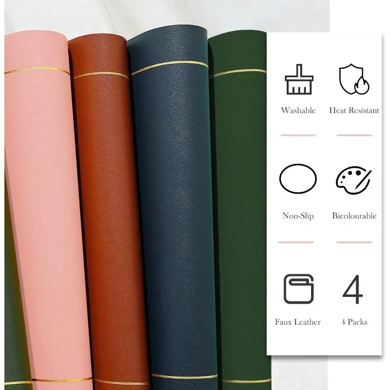 Table Leather Placemats Set of 1/4/6pcs,Washable for Dining,Heat-Resistant Non-Slip Insulation Waterproof Place Mats