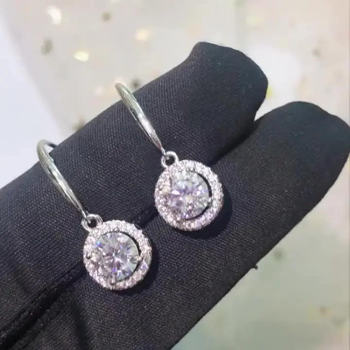 Официальный магазин MoisaLuxe GRA Moissanite Plata круглые серьги-мешки из стерлингового