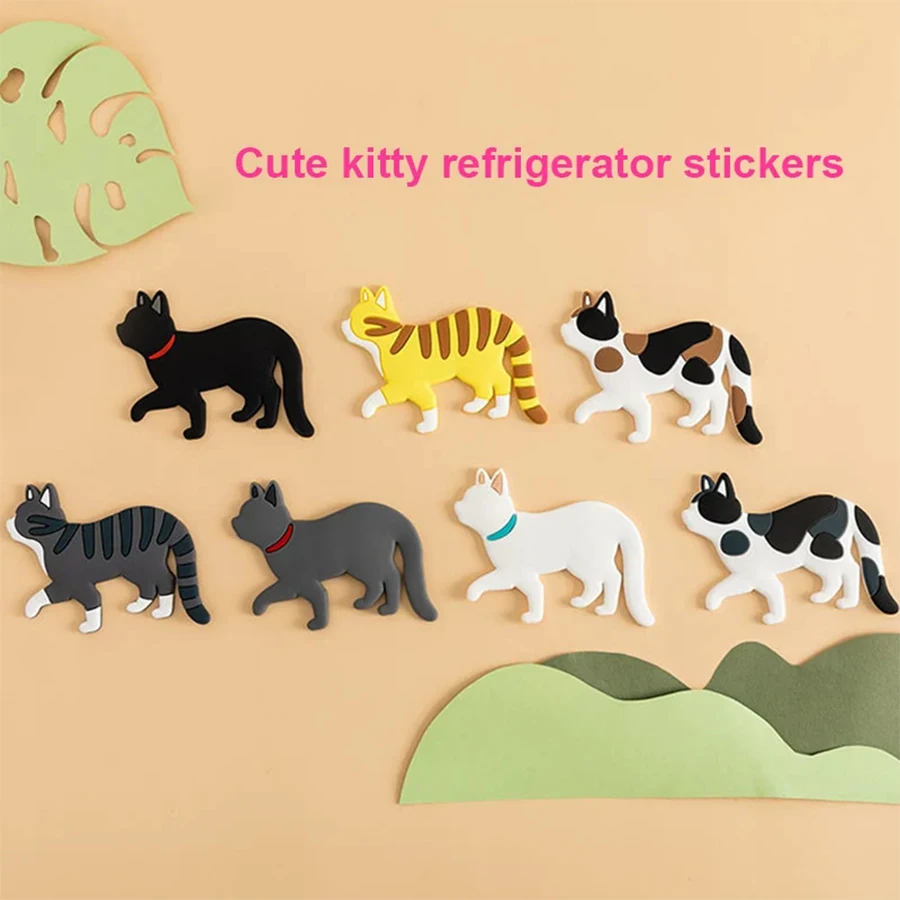 Walking Cat Creative Cartoon Cute Magnetic Suction Hook, Refrigerator Fridge Magnet With Hooks Auxiliary Hooks Home Storage
