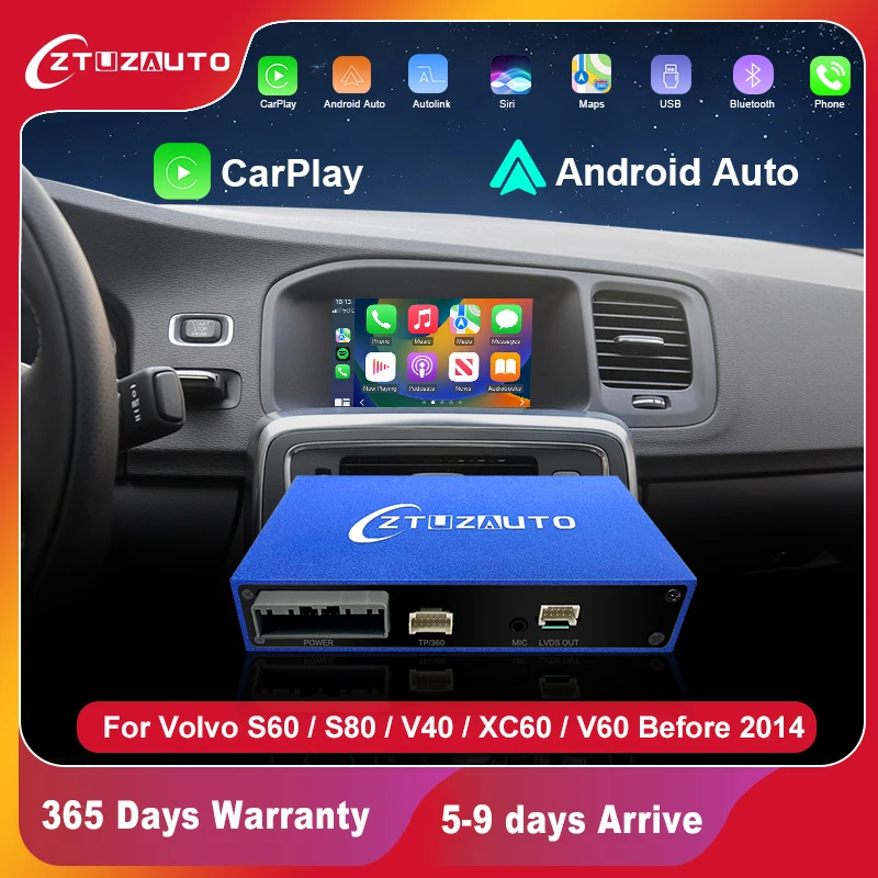 

Wireless CarPlay For Volvo S60 S80 V40 XC60 V60 Before 2014 ,With Android Auto Mirror Link IOS Airplay Navigation,USB Player