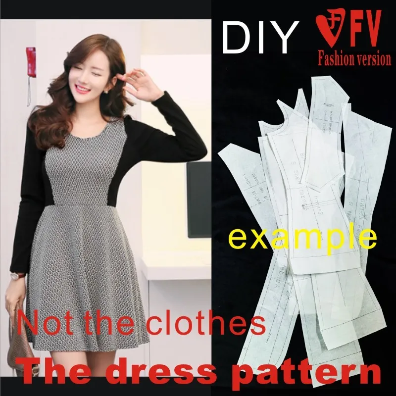 Dresses Sewing Pattern Template Cutting drawing Clothing DIY ((Not selling clothes)) BLQ-176