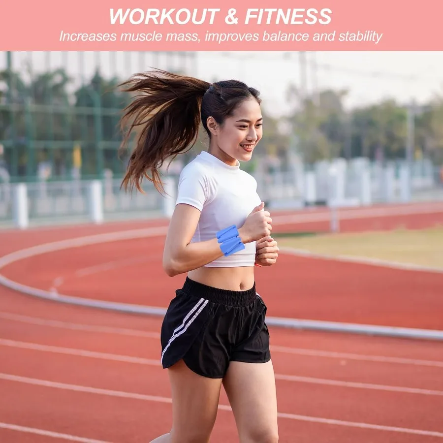 Adjustable Wrist Weights Set of 2, 2Lbs Total (1lb Each) Silicone Ankle Walking Weights for Women Men Bracelets for Training Yog