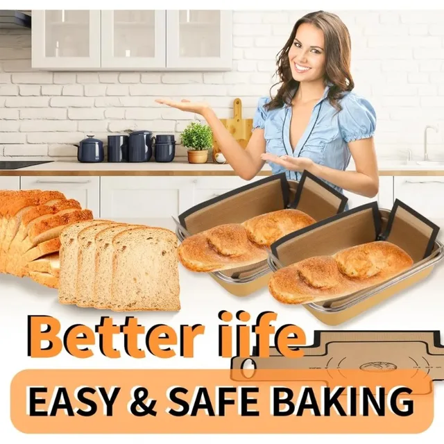 Silicone Bread Liner Reusable Food-Grade Heat-Resistant Baking Mat Non-Stick Sling for Loaf Pans Dough Transfer Tool 6