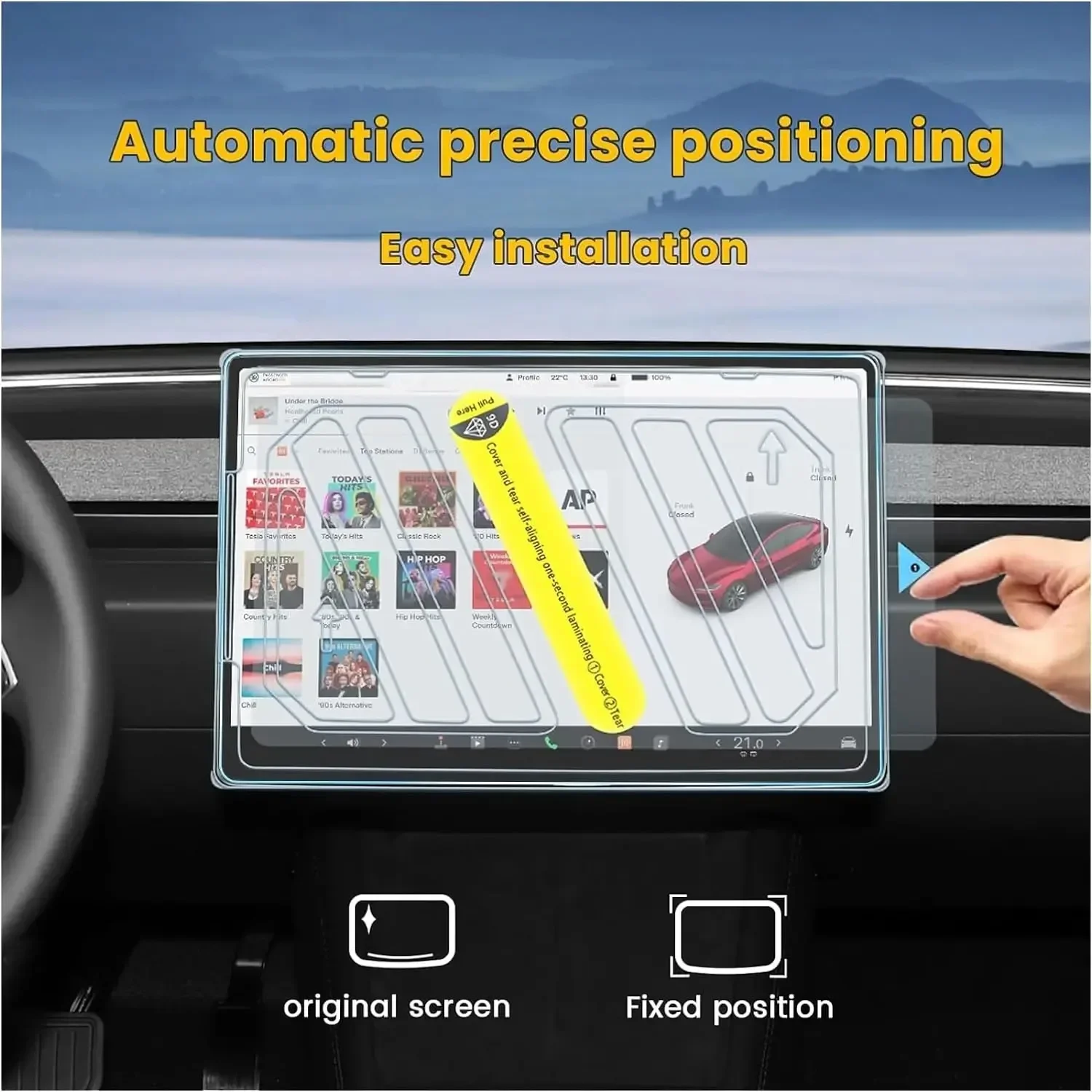 Matte Anti-Glare Screen Protector for Tesla Model 3 Highland Screen Navigation + Rear Tempered Glass with Auto Align tools