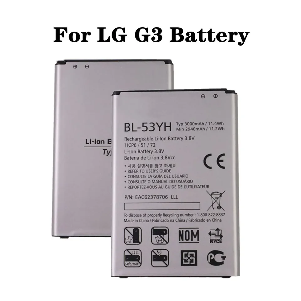 Original Replacement Battery For LG G3 - 3000mAh BL-53YH (Fits D850, D851, D852, D855)