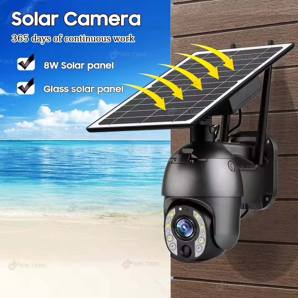 4G Solar Powered Outdoor Surveillance Camera 4K 50X Zoom Home Monitoring Wifi Security Protection Humanoid Tracking PTZ CCTV Cam 6