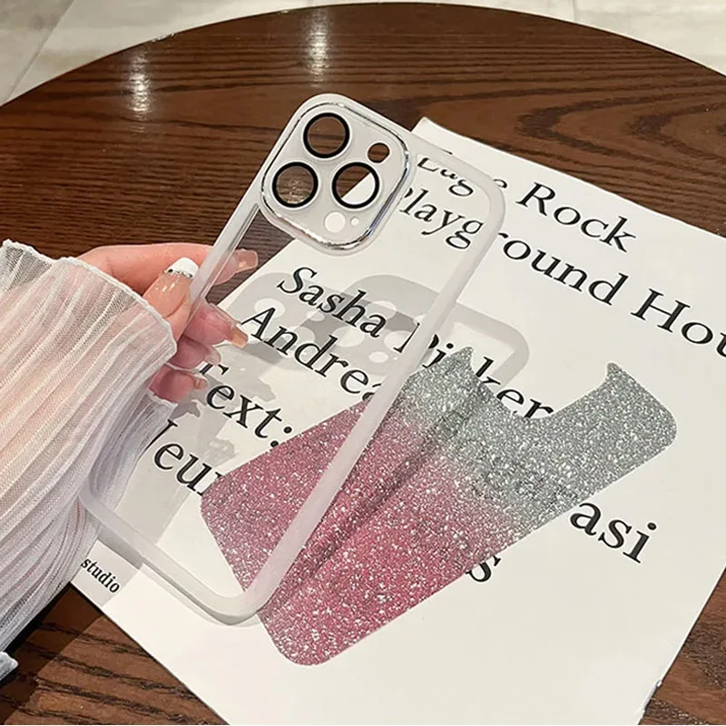 for OnePlus 13 New Bling Glitter Len Protector Case on For Funda