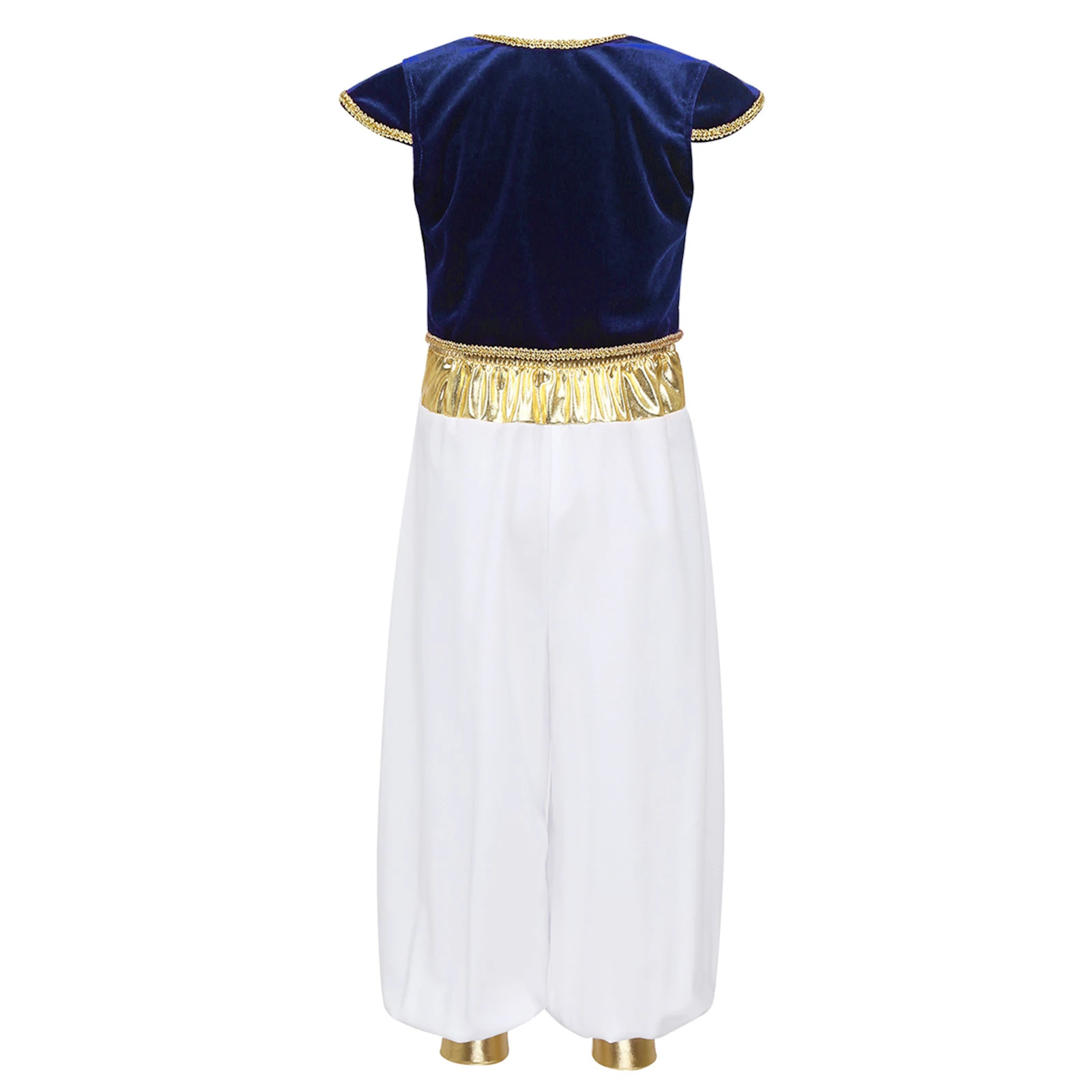 Costume da Principe Arabo Persiano per Bambini, per Feste a Tema Carnevale, Gilet da Principe Arabo con Pantaloni Lunghi Stile Harem - immagine 2