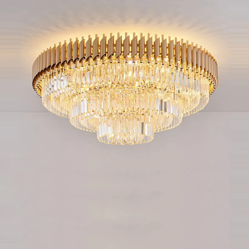 

LED Postmodern Round 2-3 Layer Golden Black Crystal Designer Lustre Lamparas De Techo Ceiling Lights.Ceiling Lamp For Foyer