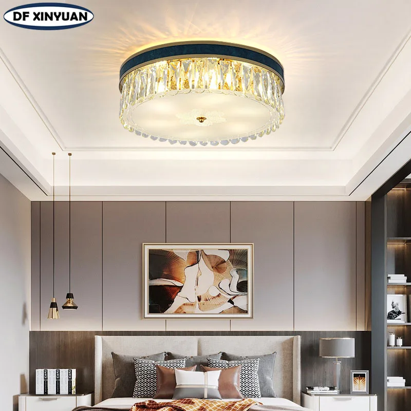 

Modern crystal ceiling lamp bedroom kitchen light villa decorative lamp luxury LED round crystal chandelier factory direct sales