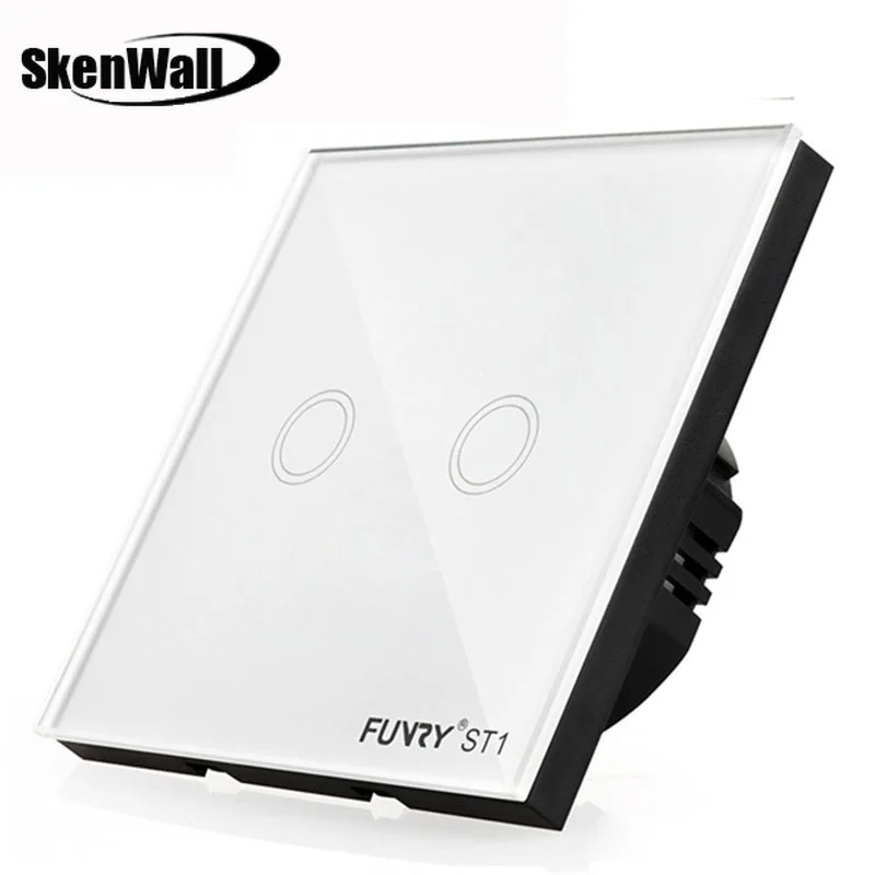 

EU Standard 2Gang 170-240V 433MHz Wall Switch Touch Switch Smart Remote Control Luxury Crystal Glass Surface Waterproof 86*86mm