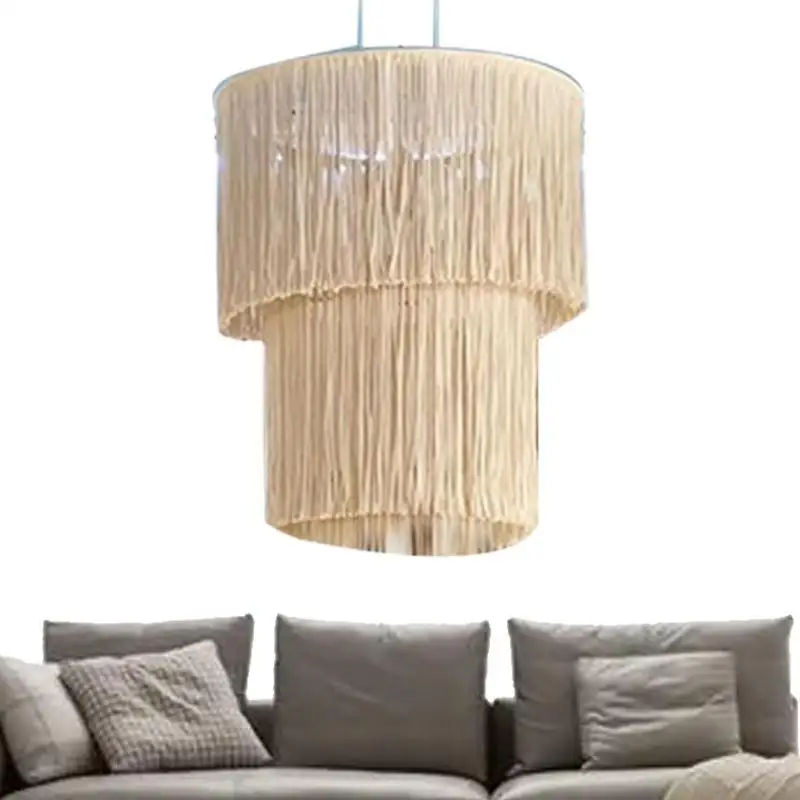 

Hand Woven Lamp Shade Boho Hanging Pendant Light Cover Modern Office Bedroom Living Room Nursery Decor Bulb Not Included