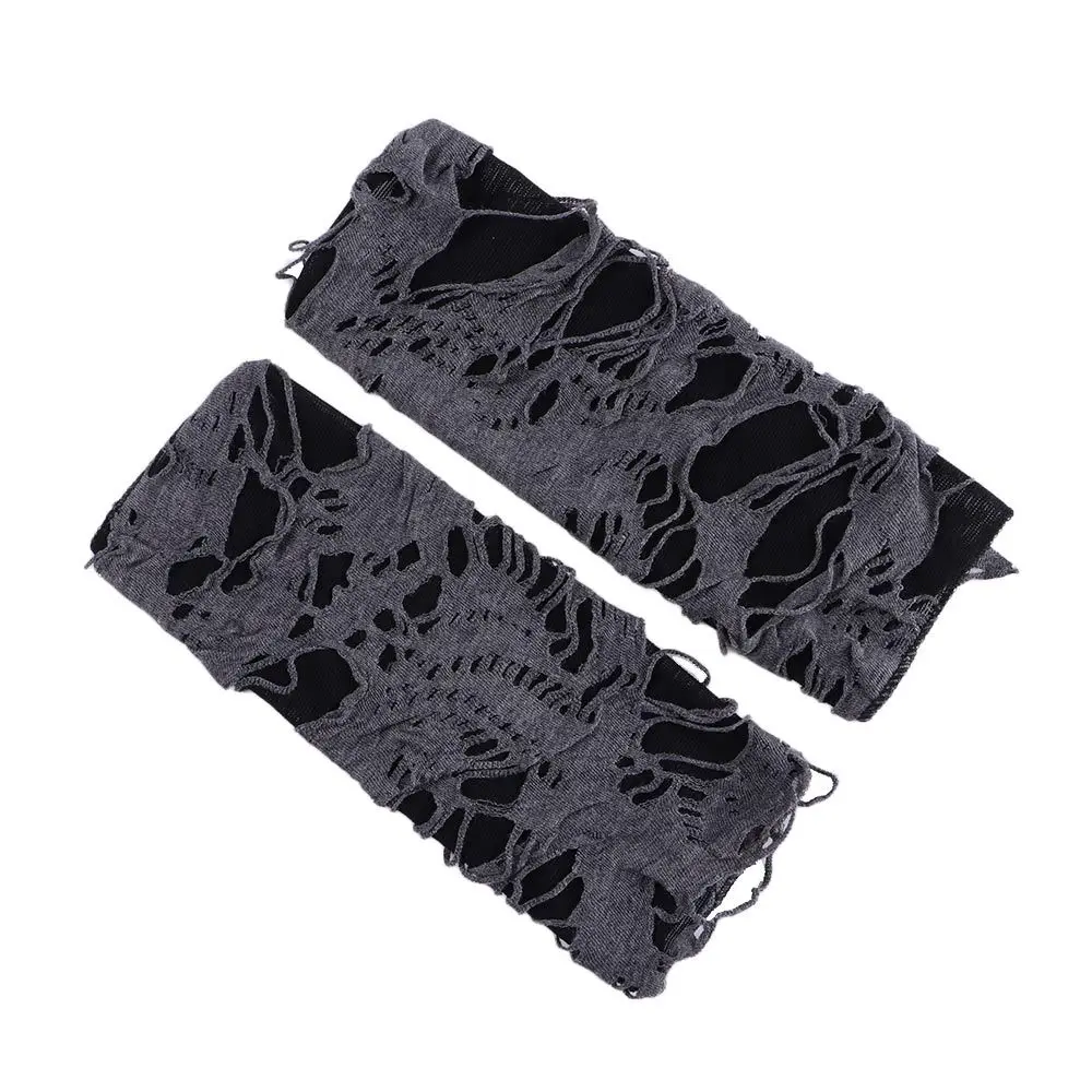 

Rock Gloves Cosplay Women Unisex Gothic Half-finger Punk Style Broken Slit Punk Gloves Hole Mitten Fingerless Gloves