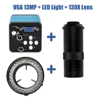 13MP VGA Video Microscope Camera 1080P + Zoom 1-130X C-mount Lens + Brightness Adjustable Light  Big Vision For Phone Repair 1