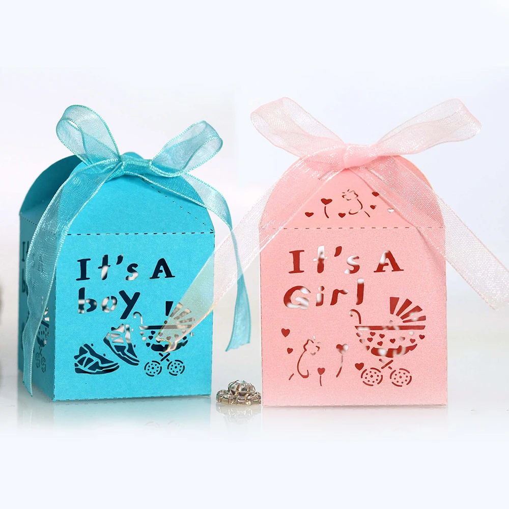 Bolsas de regalo de revelación de género, cajas de dulces para niño o niña,  bolsa de mano de embalaje de galletas rosa y azul, decoración de fiesta de  revelación de género para, image size:1000x1000