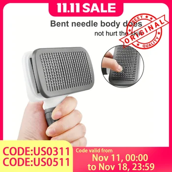 2-in-1 Pet Grooming Brush - Massaging Deshedder with Easy Cleanup 2