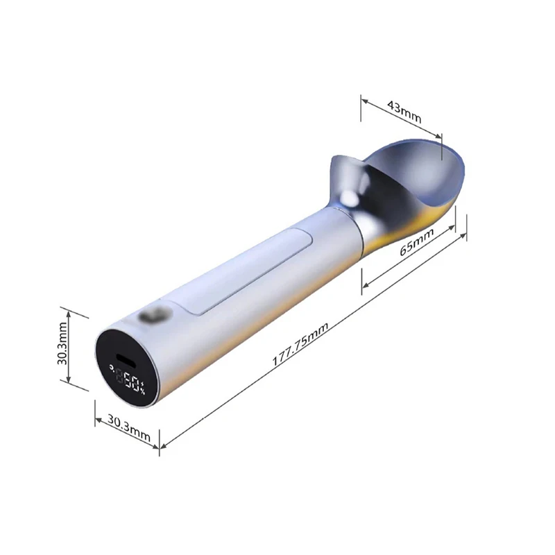 Rechargeable Electric Heating Scoop Stainless Steel Self Melting Ice Cream Spoon Ice Cream Ball Making Tool Kitchen Gadgets