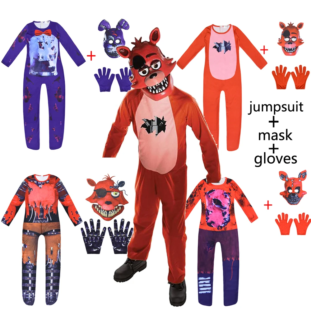2025 أزياء الهالوين للأطفال الرهيبة خمس ليال فريدي بذلة تأثيري كابوس بوني Fnaf فريدي هدايا عيد الميلاد للبنين