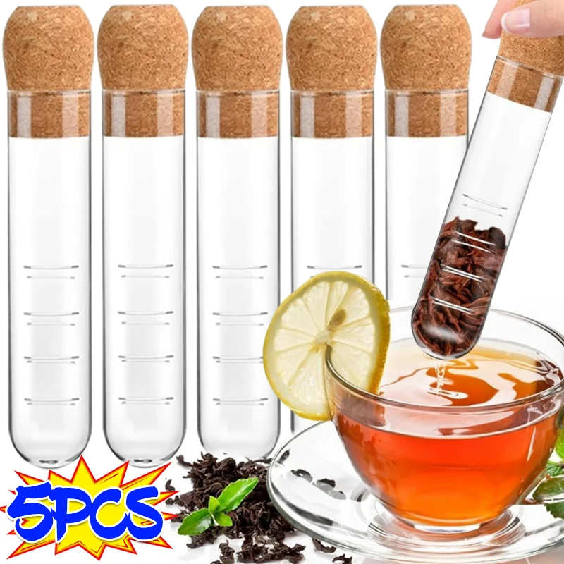 Tea Infuser Tea Maker 5/1PCS Transparent Glass Pipe Heat-Resistant Filter for Herbal Spice Brewing Teaware Kitchen Accessories