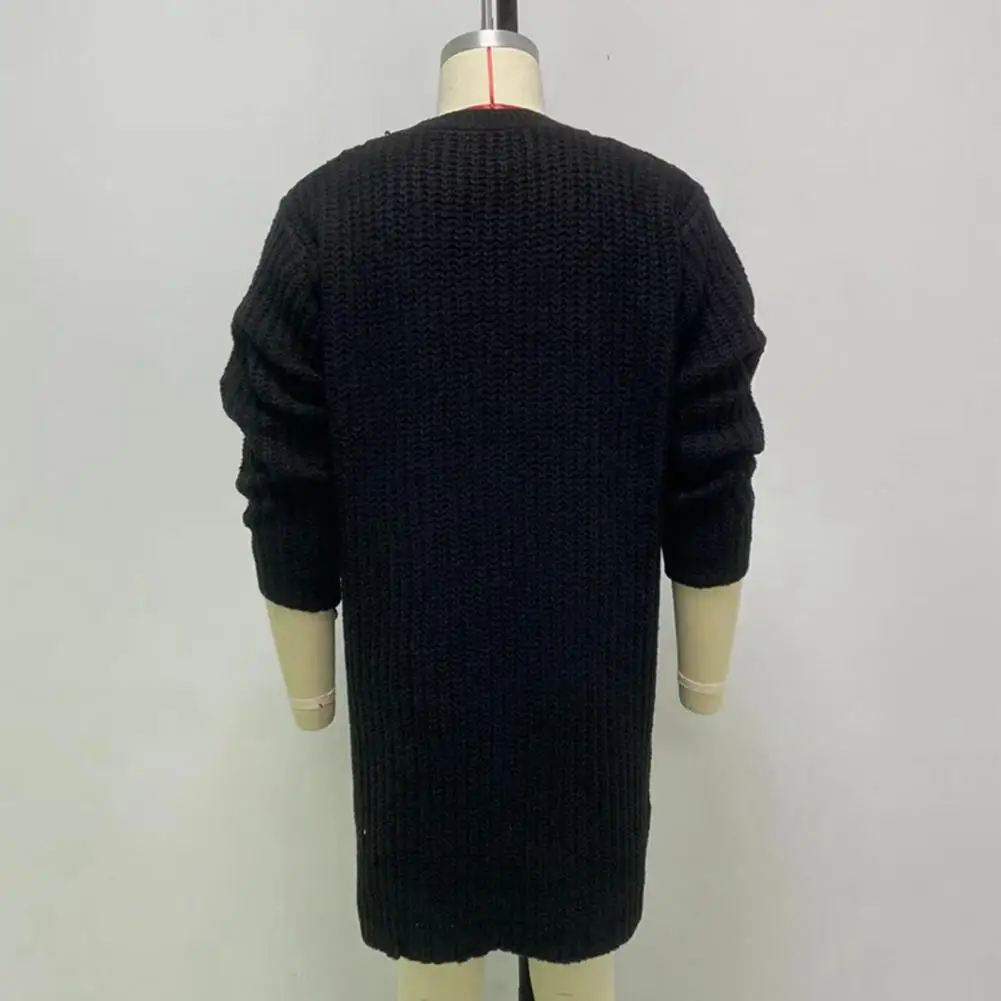 

Stylish Men Knitted Cardigan Long Sleeve Cozy Men Cardigan Sweater Coldproof Relaxed Fit Sweater Coat