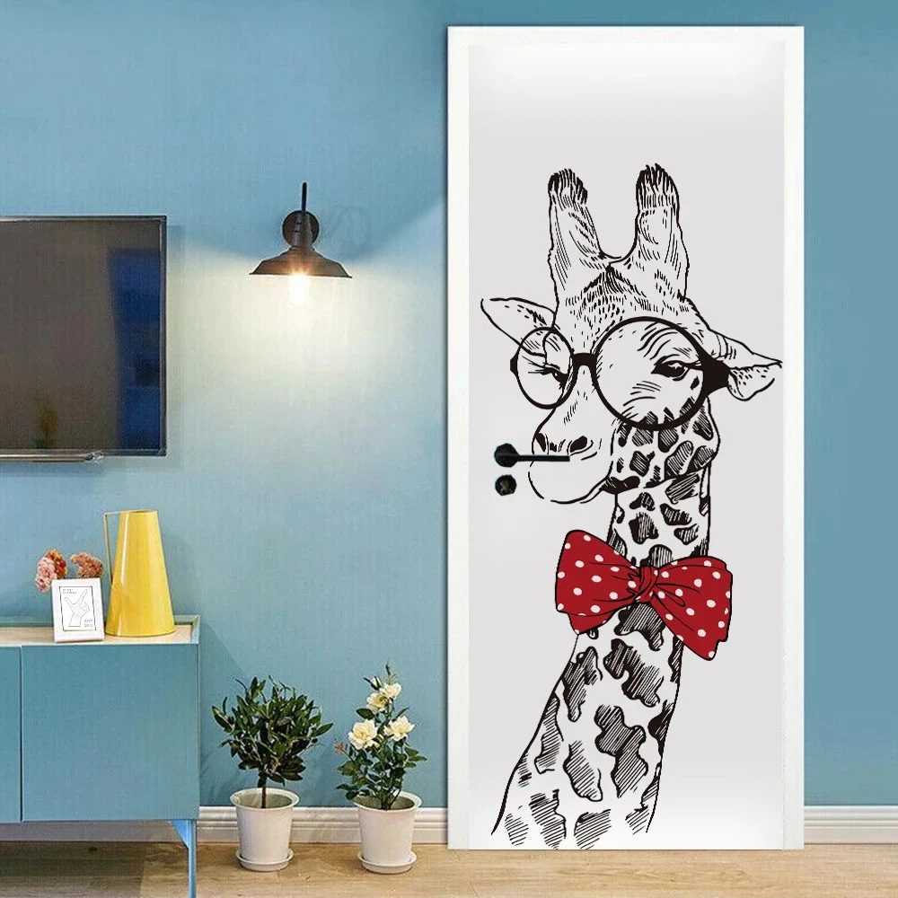 Murale Per Porta Carta Da Parati 3D Rose Colorate 90 X 200 Cm Adesivi Impermeabili Rimovibili