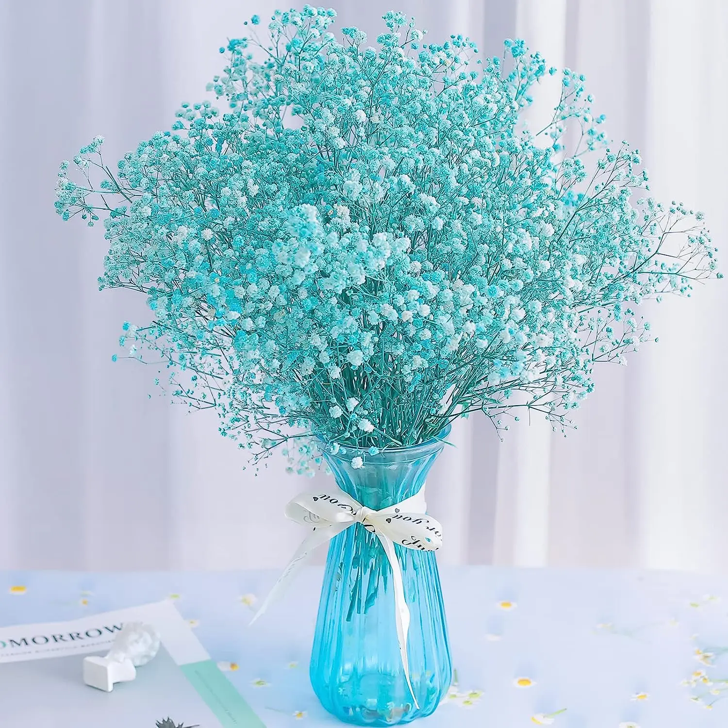 

Blue Dried Flowers Baby's Breath Bouquet Perfect for Autumn Halloween Decor Christmas Weddings DIY Natural Home Decor Bouquets
