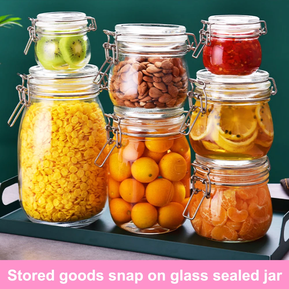 Glass Sealed Jar Food Grade Pickled Vegetables Pickled Vegetables Honey Soaked Wine Jam Tea Coffee Storage Jar Buckle Glass Jar 3
