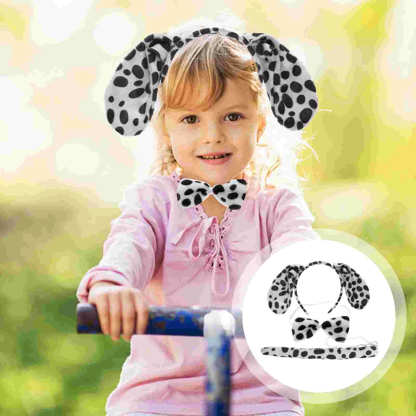 

Dalmatian Ears Bow Ties Tails Sets Children Stage Performance Prop hair hoop Headband Animal Headgear Hair band Tail Sets