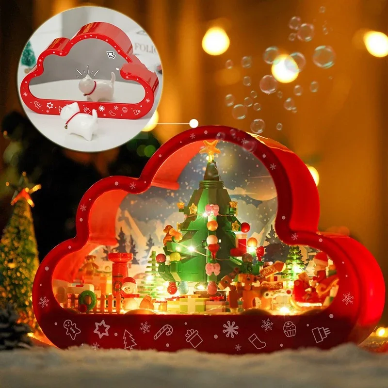 

Christma Assembled Building Block Toys Cloud Night Lamp Decorative Mirrors Frame LED Table Lights Creative Desk Bedroom Gifts