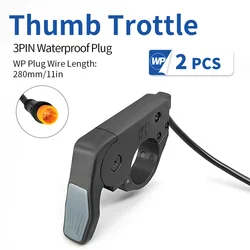 Electric Bicycle Quick Thumb Throttle with Waterproof Connector, 12V - 72V, for Right or Left Hand Use (Waterproof Plug 2PCS)