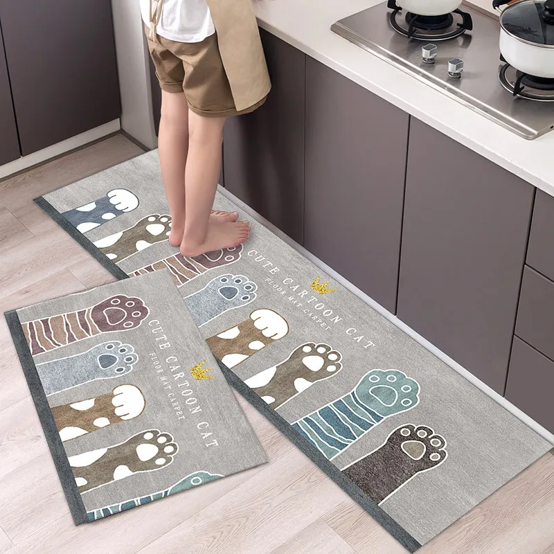 Cute Cat Kitchen Floor Mat Anti Slip Bedroom Living Room Bedside Area Rug Hallway Soft Washable Carpet Bathroom Entrance Doormat