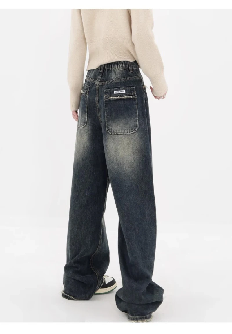 Harajuku Y2K Loose Jeans Women's Streetwear Retro Fashion High Waisted Pants High Street Loose Wide Leg Denim Pants Women 2