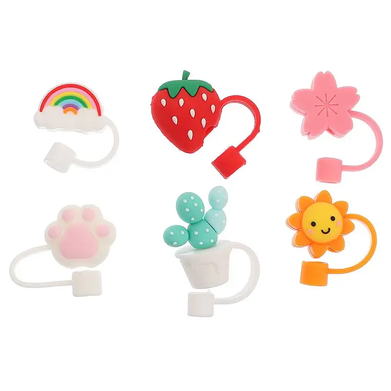 2pcs Silicone Straw Covers Cap for Tumblers, Food Grade Silicone Straw Toppers, Reusable Straw Caps Covers (strawberry)