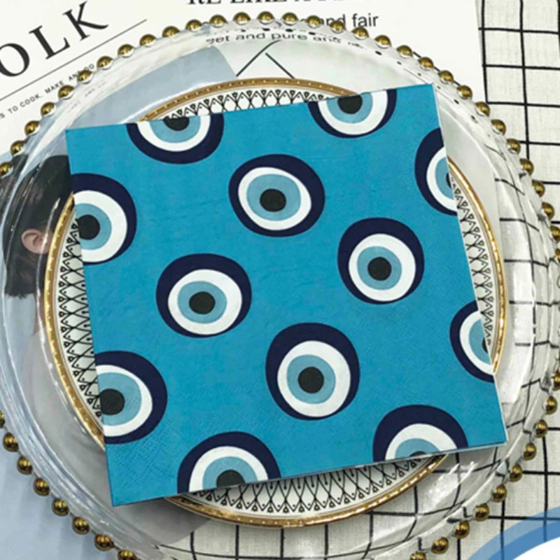 10/20pcs Blue Printed Paper Napkin Birthday Party Table Setting