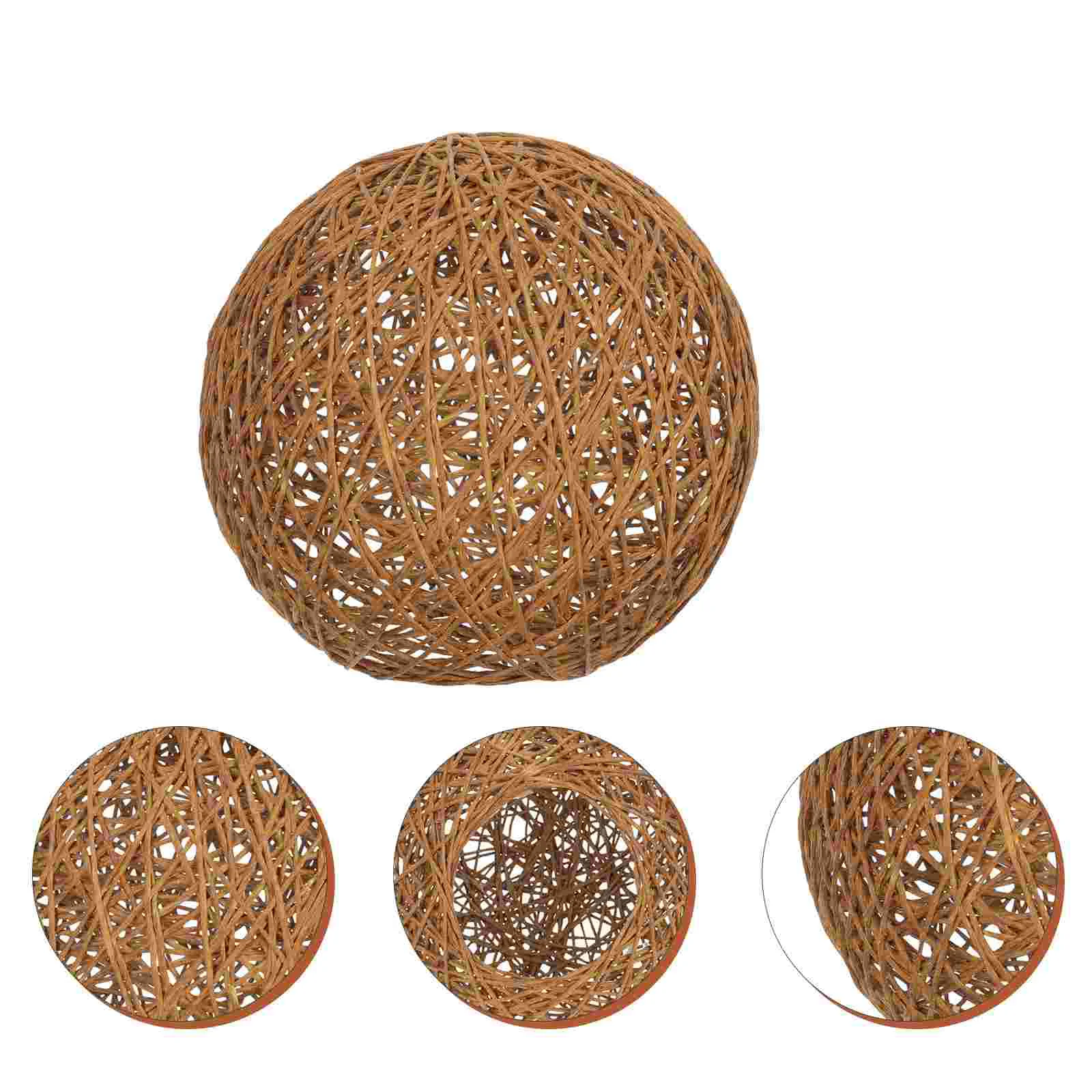 

Rustic Light Fixtures Rattan Ball Lampshade Chandelier Cover Chimney Decorative Candlestick Woven Creative Protector