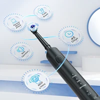Brosse à dents électrique aste pour adultes, brosse à dents sonique T37, 3 modes, étanche IPX7, moteur 40,000 VPM, 4 têtes de brosse 3