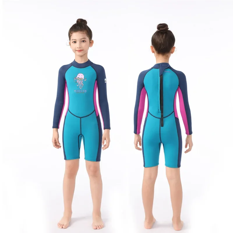 Kids Neoprene Split Wetsuit 2.5mm Thermal Keep Warm Diving Suit Snorkeling Surfing Swimming Suit Boy Girl Diving Clothes