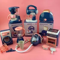 Kitchen Pretend Play Toys For Kids Electric Vacuum Cleaner Microwave Cooker Juicer Washing Machine Household Appliance Girls Toy 1