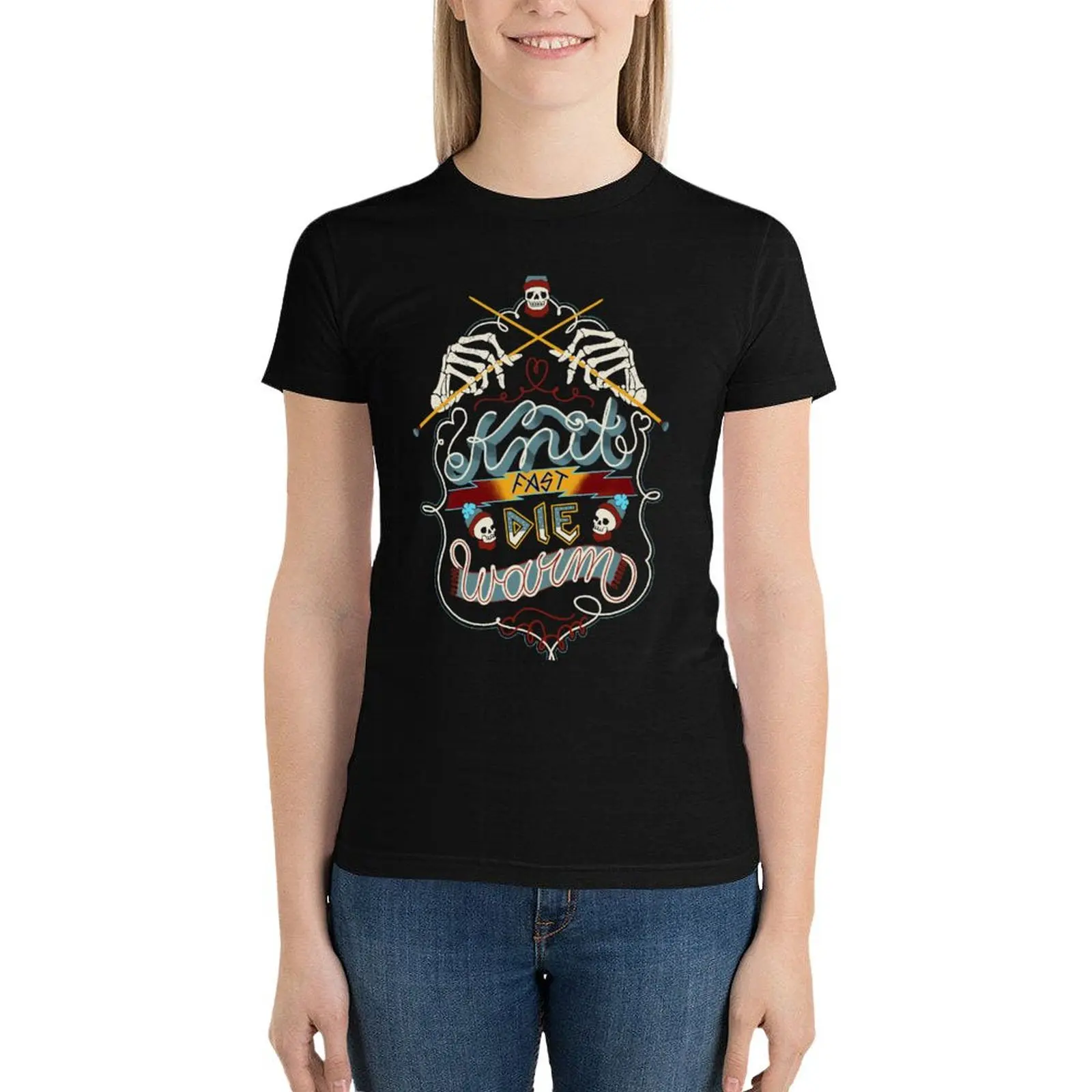 

Knit Fast Die Warm T-Shirt summer tops summer top Women's cotton t-shirt