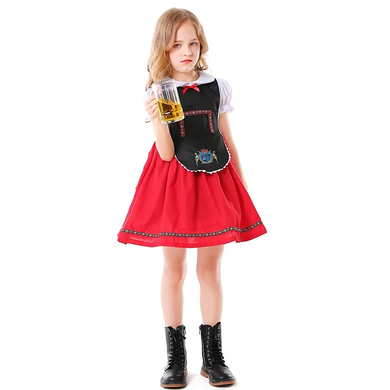 

Germany Munich Traditional National Dress Oktoberfest Children's Floral Embroidery Beer Dress
