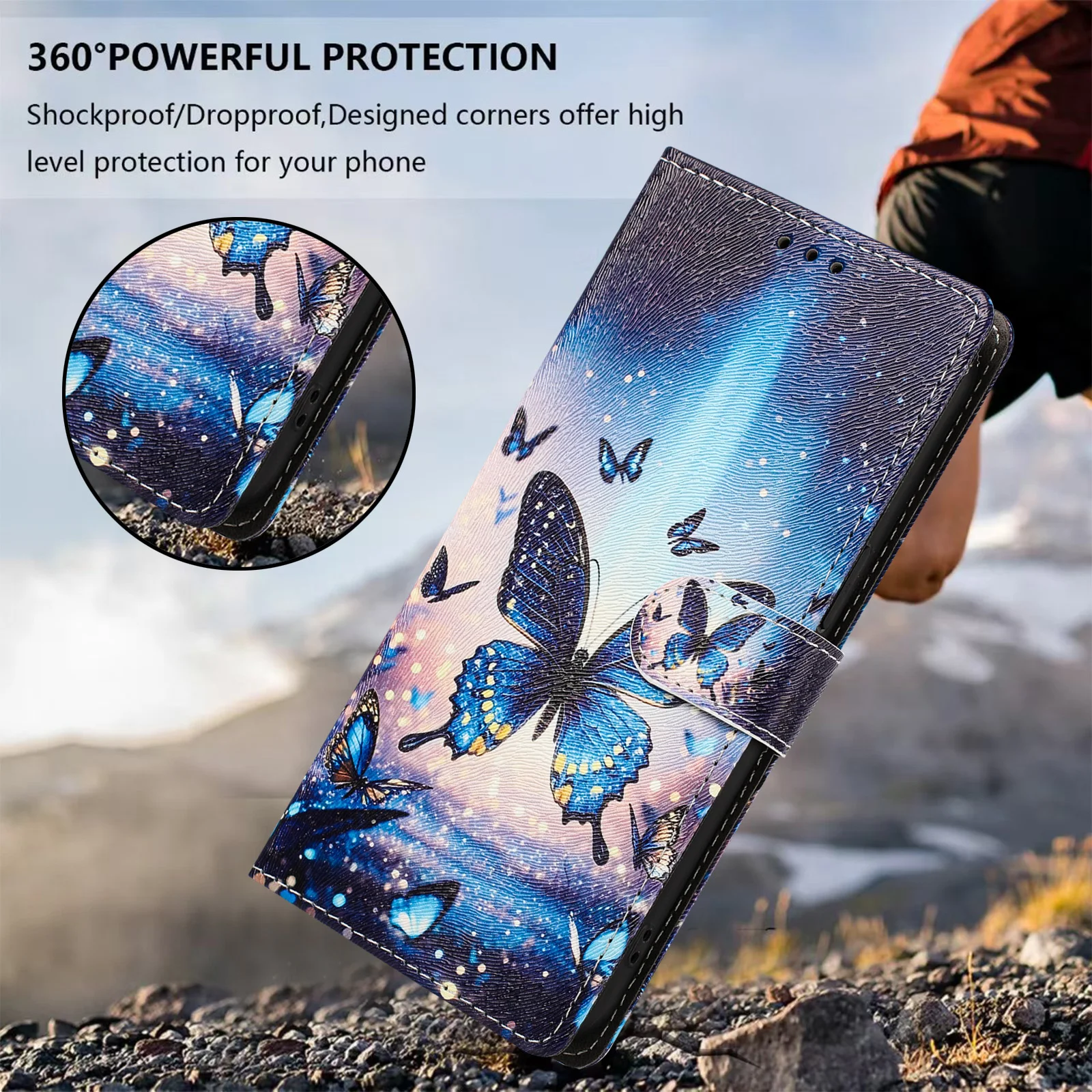 Artistic Leather Flip Phone Case - Patterned Wallet Style Cover