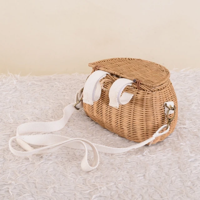 Tároló Kosár Tartós Hordozható Váll Kopásálló Rattan Hátizsák Lány Táska - Image 3